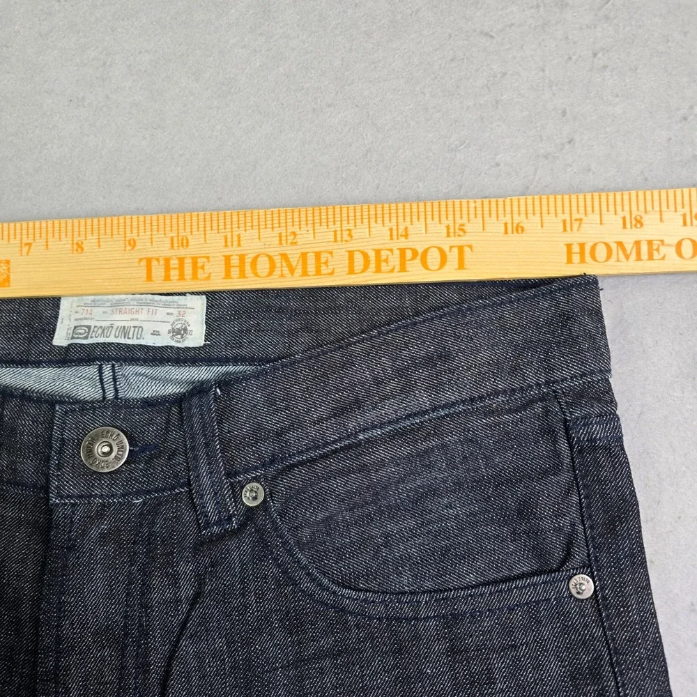 Ecko Unltd Straight Fit Jeans Mens 32x32 (34x32) Dark Wash Blue‎ Streetwear 714